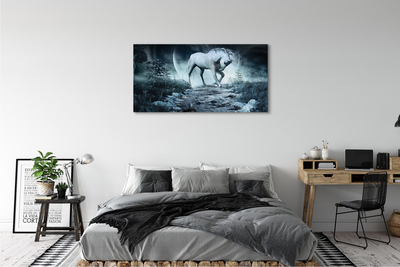 Tableaux sur toile canvas Forêt unicorn lune