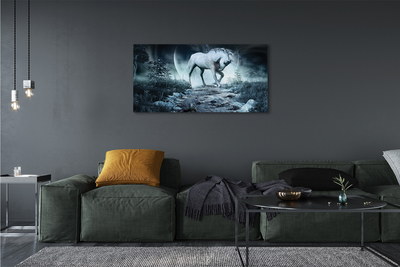 Tableaux sur toile canvas Forêt unicorn lune