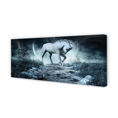 Tableaux sur toile canvas Forêt unicorn lune