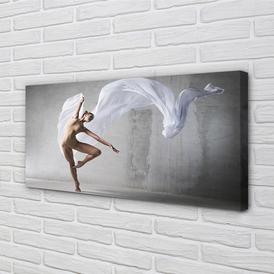 Obrazy na płótnie Kobieta taniec biały materiał