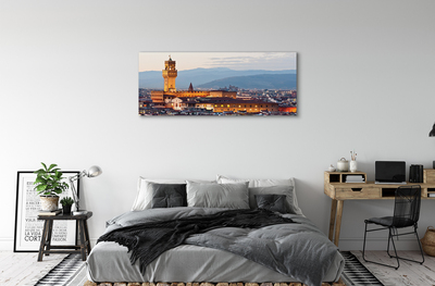 Tableaux sur toile canvas Panorama coucher du soleil château italie