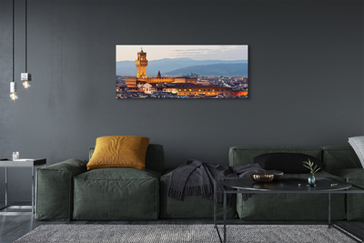 Tableaux sur toile canvas Panorama coucher du soleil château italie