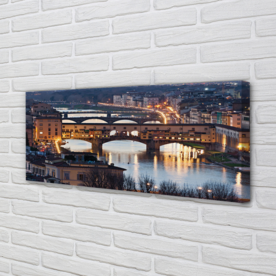 Tableaux sur toile canvas Rivière italie ponts de nuit