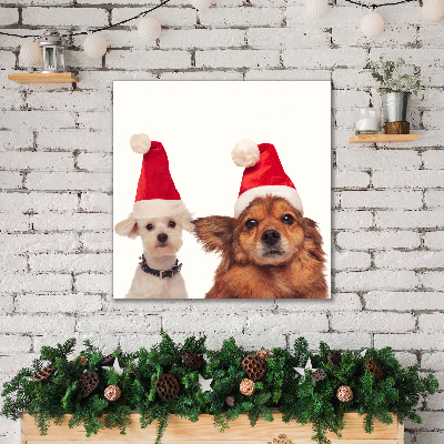 Tableaux sur toile Chiens Père Noël Noël