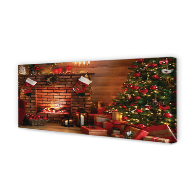 Tableaux sur toile canvas Cadeaux de décoration d'arbre de noël cheminée