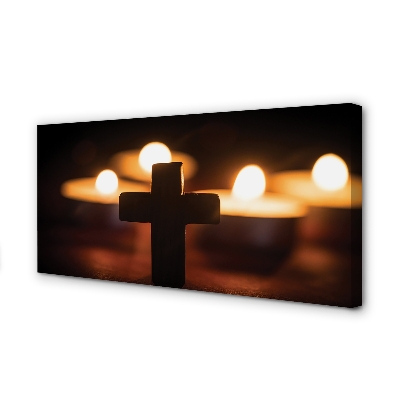 Tableaux sur toile canvas Croix de bougies