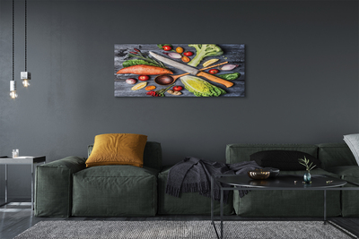 Tableaux sur toile canvas Couteau ignames tomates épinards