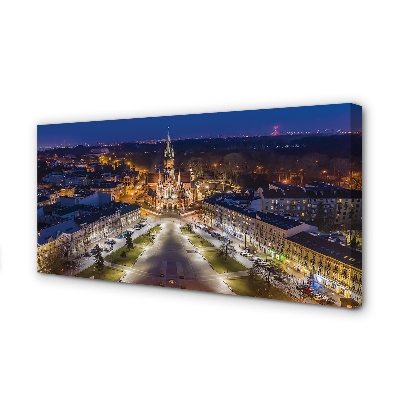 Tableaux sur toile canvas Panorama de nuit de l'église de cracovie