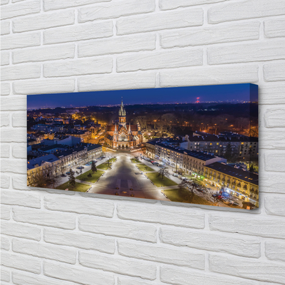 Tableaux sur toile canvas Panorama de nuit de l'église de cracovie