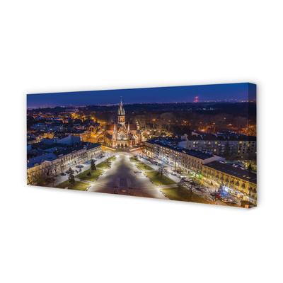 Tableaux sur toile canvas Panorama de nuit de l'église de cracovie