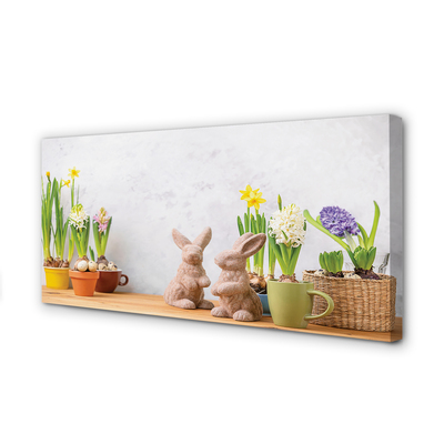 Tableaux sur toile canvas Fleurs lapins