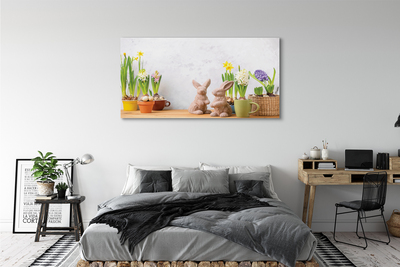 Tableaux sur toile canvas Fleurs lapins