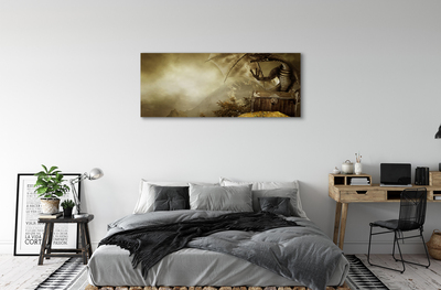 Tableaux sur toile canvas Or nuages ​​de montagne du dragon