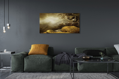 Tableaux sur toile canvas Or nuages ​​de montagne du dragon