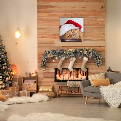 Photo sur toile Chat Chapeau de Père Noël de Noël