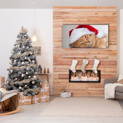 Photo sur toile Chat Chapeau de Père Noël de Noël