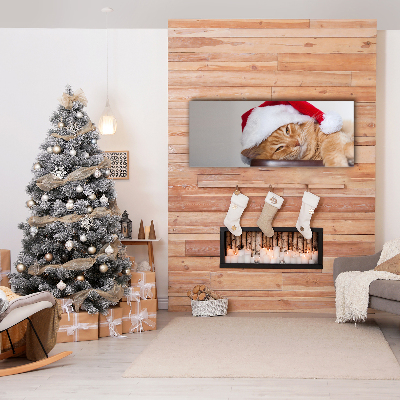 Photo sur toile Chat Chapeau de Père Noël de Noël