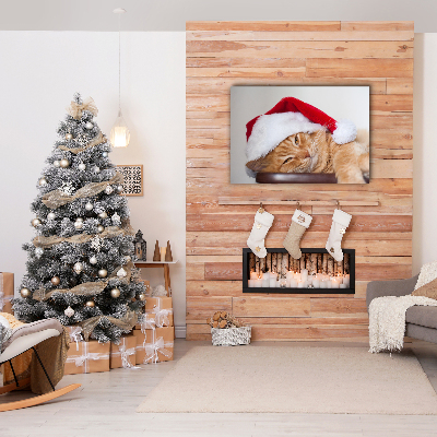 Photo sur toile Chat Chapeau de Père Noël de Noël