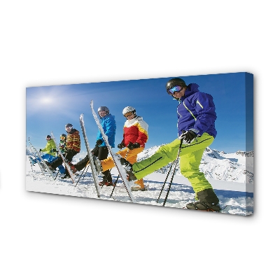 Tableaux sur toile canvas Skieurs montagnes d'hiver