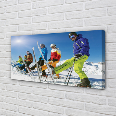 Tableaux sur toile canvas Skieurs montagnes d'hiver