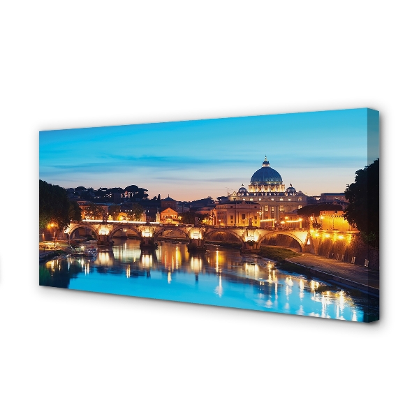 Tableaux sur toile canvas Rome ponts de la rivière sunset