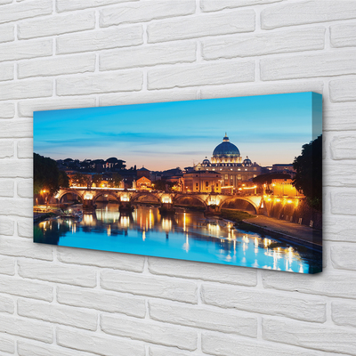 Tableaux sur toile canvas Rome ponts de la rivière sunset