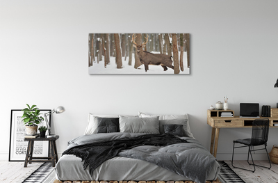 Tableaux sur toile canvas Cerf forêt d'hiver
