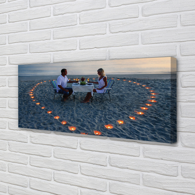 Tableaux sur toile canvas Coeur avec une paire de bougies mer