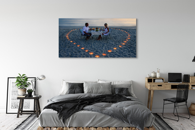 Tableaux sur toile canvas Coeur avec une paire de bougies mer