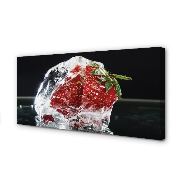 Tableaux sur toile canvas Fraises dans le cube de glace