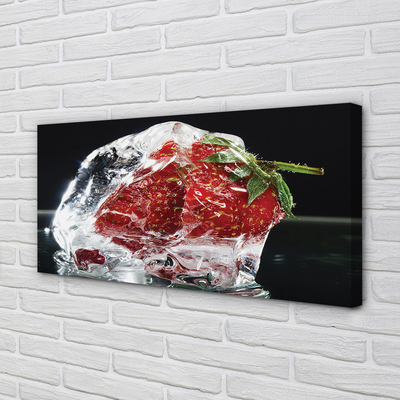 Tableaux sur toile canvas Fraises dans le cube de glace