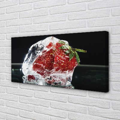 Tableaux sur toile canvas Fraises dans le cube de glace