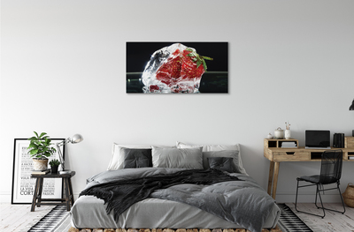 Tableaux sur toile canvas Fraises dans le cube de glace