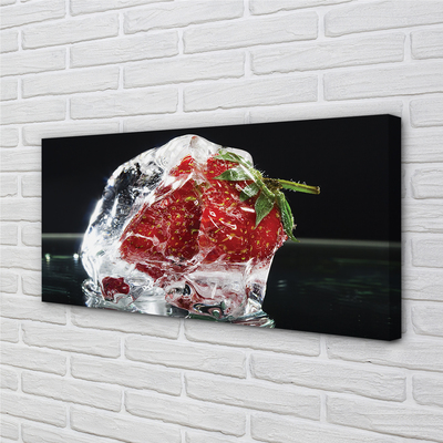 Tableaux sur toile canvas Fraises dans le cube de glace