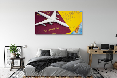 Tableaux sur toile canvas Carte du passeport avion