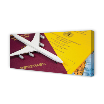 Tableaux sur toile canvas Carte du passeport avion