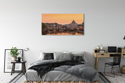 Tableaux sur toile canvas Rome rivière sunset bâtiments ponts