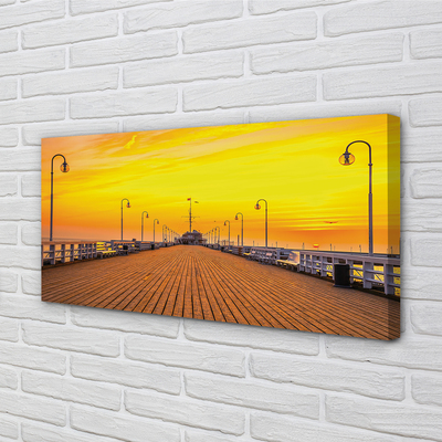 Tableaux sur toile canvas Gdańsk pier coucher du soleil de la mer