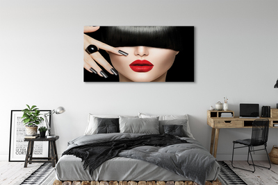 Tableaux sur toile canvas Bangs femme lèvres rouge