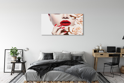 Tableaux sur toile canvas Roses rouges lèvres femme