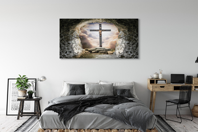 Tableaux sur toile canvas Cave croix lumière jésus