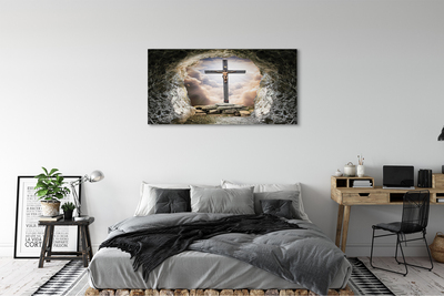 Tableaux sur toile canvas Cave croix lumière jésus