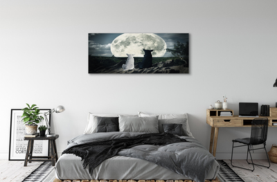 Tableaux sur toile canvas Loups forêt lune