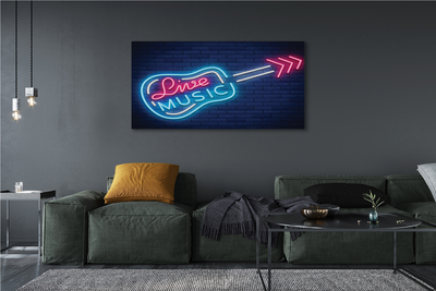 Tableaux sur toile canvas Guitare enseigne au néon