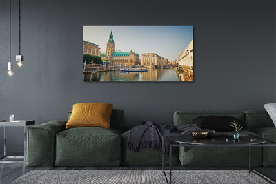 Tableaux sur toile canvas Allemagne hambourg cathédrale rivière