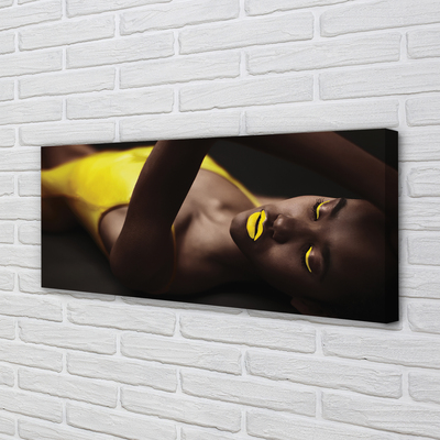 Tableaux sur toile canvas Bouche jaune femme
