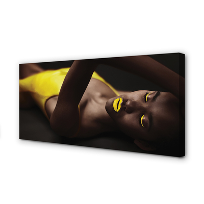 Tableaux sur toile canvas Bouche jaune femme