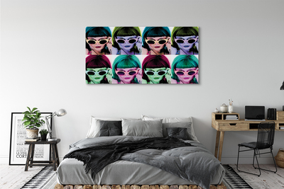 Tableaux sur toile canvas Cheveux féminins lunettes de couleur