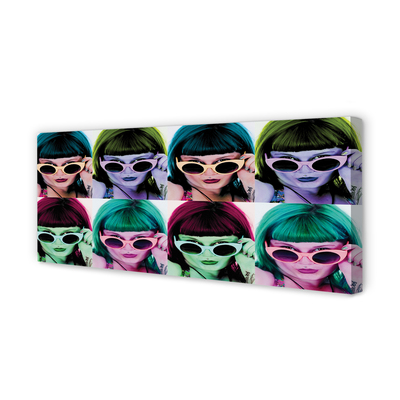 Tableaux sur toile canvas Cheveux féminins lunettes de couleur