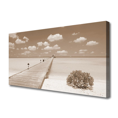 Tableaux sur toile Mer pont paysage sépia